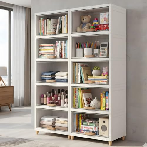 mechdel Cupboard Rack for Clothes Plastic Cabinet for Storages Foldable Wardrobe for Clothes Plastic Cloth Rack for Storages Clothe Storage (Cupboard Rack-1 Door - Transparent, 5+5 (Set)) - Image 1