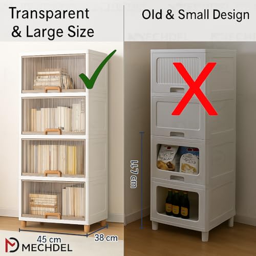 mechdel Cupboard Rack for Clothes Plastic Cabinet for Storages Foldable Wardrobe for Clothes Plastic Cloth Rack for Storages Clothe Storage (Cupboard Rack-1 Door - Transparent, 5+5 (Set)) - Image 5