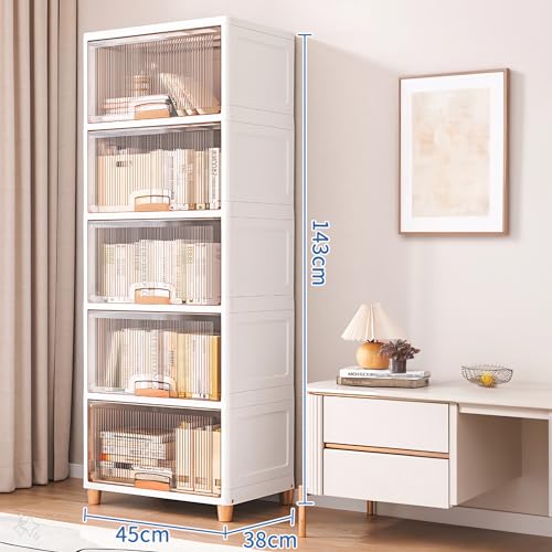 mechdel Cupboard Rack for Clothes Plastic Cabinet for Storages Foldable Wardrobe for Clothes Plastic Cloth Rack for Storages Clothe Storage (Cupboard Rack-1 Door - Transparent, 5+5 (Set)) - Image 3