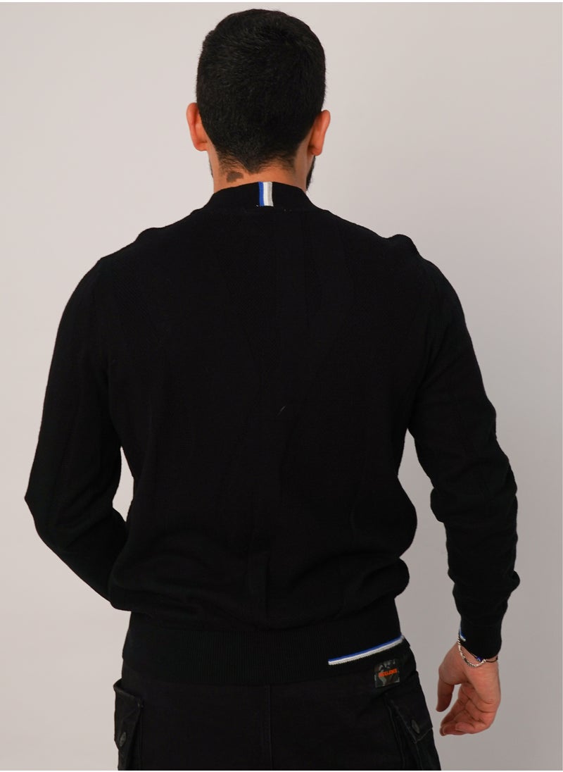JACK & JONES - Men’s Embroidered Crew Neck Long Sleeves Pullover in Pure Black - Image 1