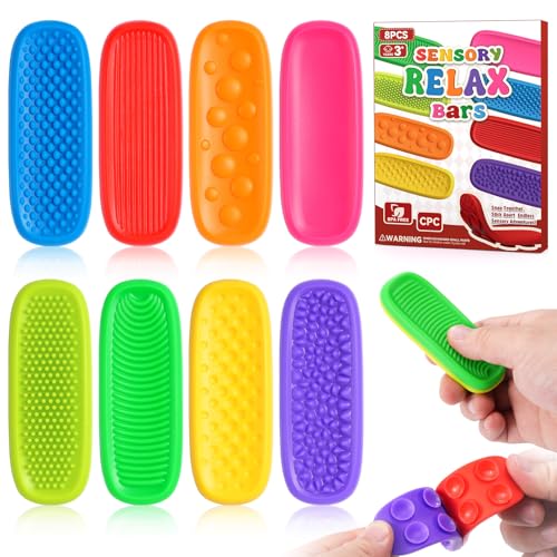 DODOLOL Sensory Fidget Toys for Kids Adults 8 Pack Sensory Strips for AutismADHD and Anxiety Relief Items for Adults Quiet Suction Toys for Autism Stress Relief Fidgets Calm StripsWorry Stones Desk Toys - Image 1