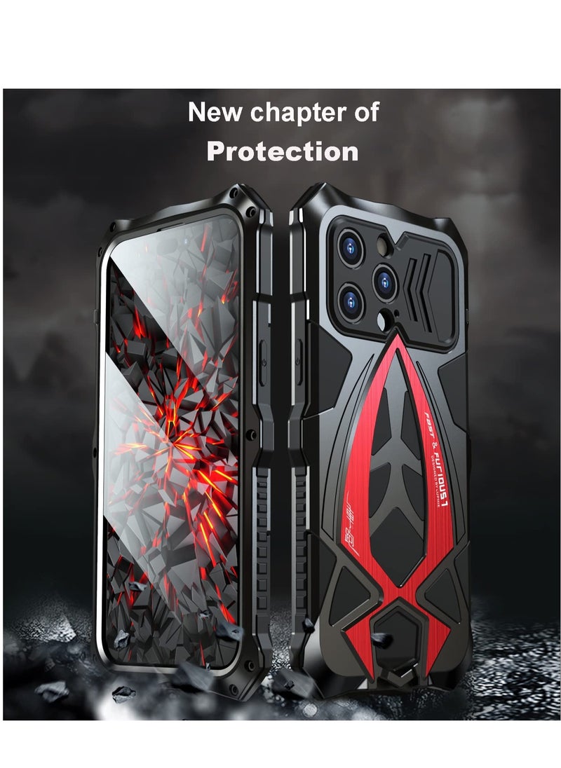 Aookay - 1+1 Metal Case for iPhone 13 Pro Max, with 1 Tempered Glass Screen Protector, Aluminum Metal Shockproof Case Full Body Protection Heavy Duty Armor Hard Case (Black) - Image 1