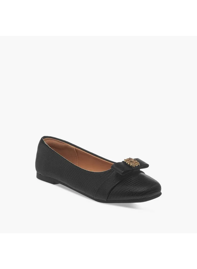 Little Missy Girls Metal Accent Slip-On Ballerina Shoes