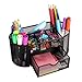 Comix Pen Holder, Mesh Desk Organizers with 8 Compartments and 1 Drawer, Oval Shaped Pencil Holder for Home School - Image 2