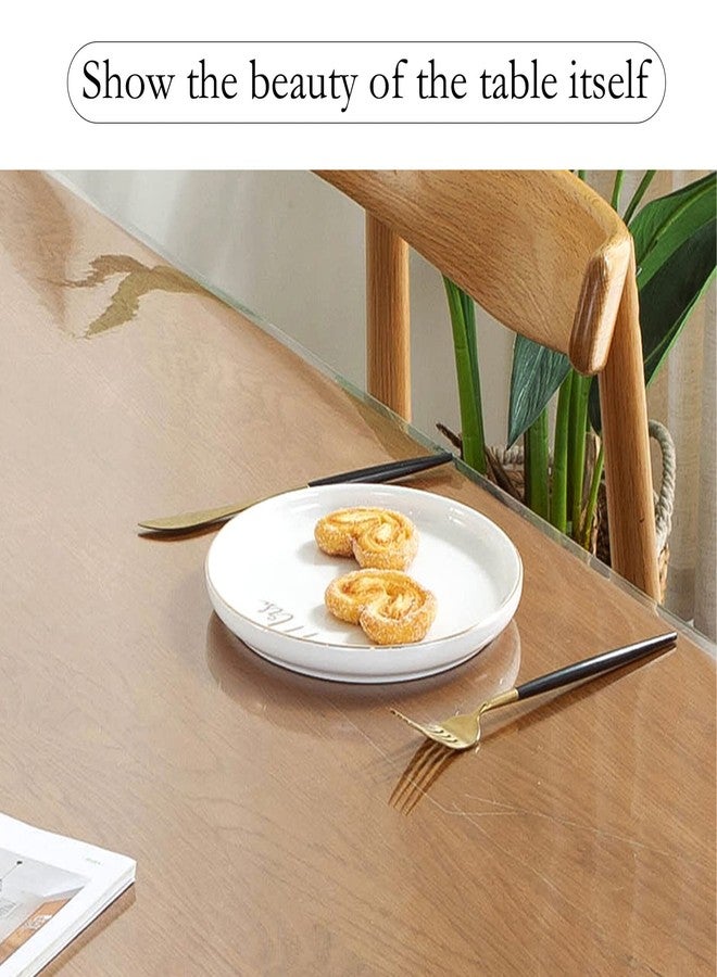 Jeloris Plastic Clear Rectangle Tablecloth Vinyl PVC Waterproof Tablecloth Embroidered Lace Edge Transparent Table Cover for Kitchen Dining Coffee Table (43x62 inch, Khaki Flora) - Image 5