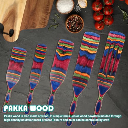 MYRAINBOW Spurtle Set, Wooden Utensils for Cooking, Kitchen Utensils Set, Pakkawood Kitchen Cooking Utensils Set, Apartment Essentials Wood Serving Spatula spoon, Home & kitchen Gift for Women & Men - Image 3