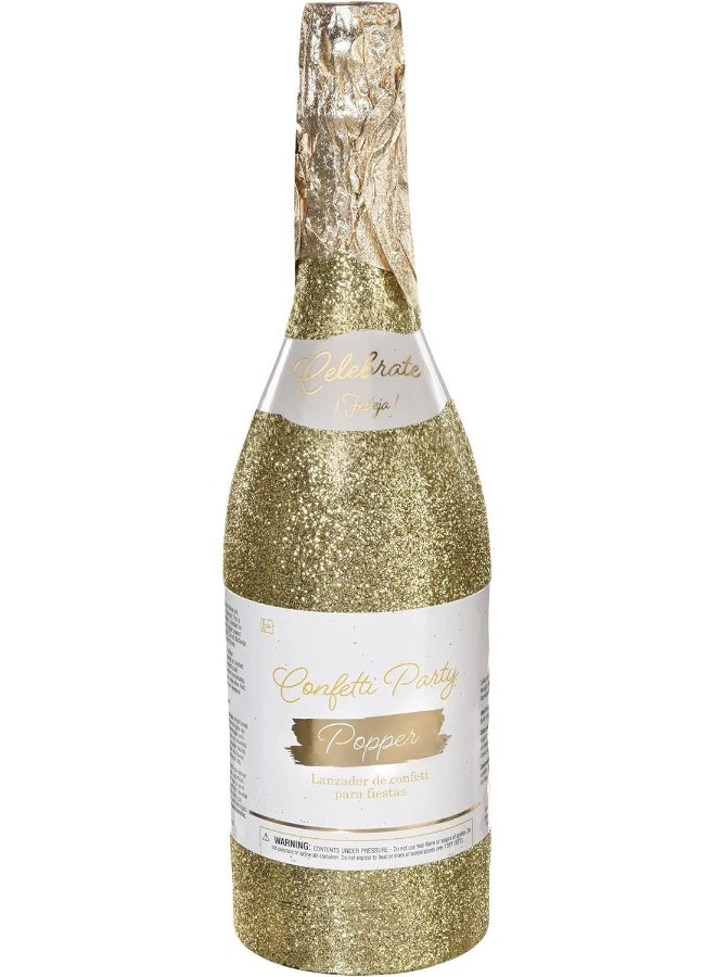 Amscan Golden Age Birthday Confetti Bottle Party Popper - 12.75" (Pack of 1) - Non-Toxic Gold Color Popper - Ideal for Memorable Milestones