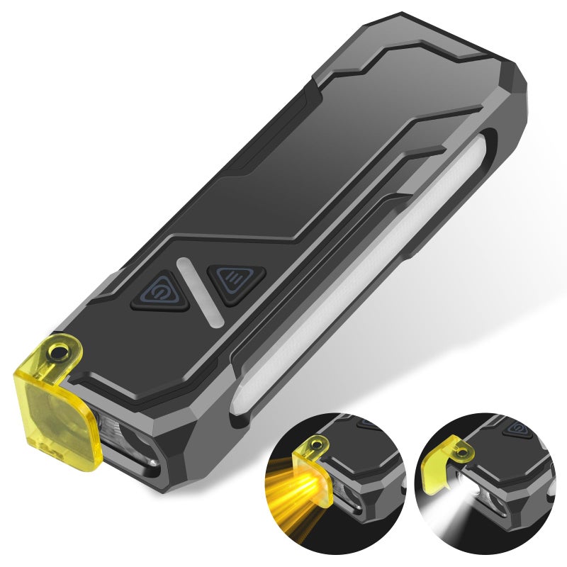 Jolimark Rechargeable Flat EDC Flashlight with Yellow Light Diffuser UV Black Light Magntic Bace Clip for Home Use and Camping Dog Walking Outdoor Activitie - Image 5