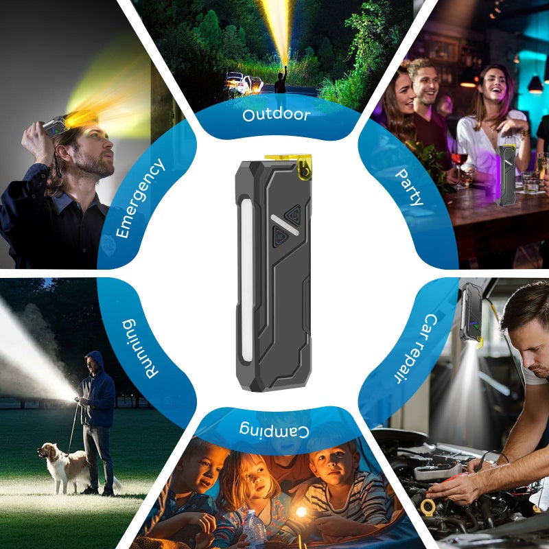 Jolimark Rechargeable Flat EDC Flashlight with Yellow Light Diffuser UV Black Light Magntic Bace Clip for Home Use and Camping Dog Walking Outdoor Activitie - Image 4