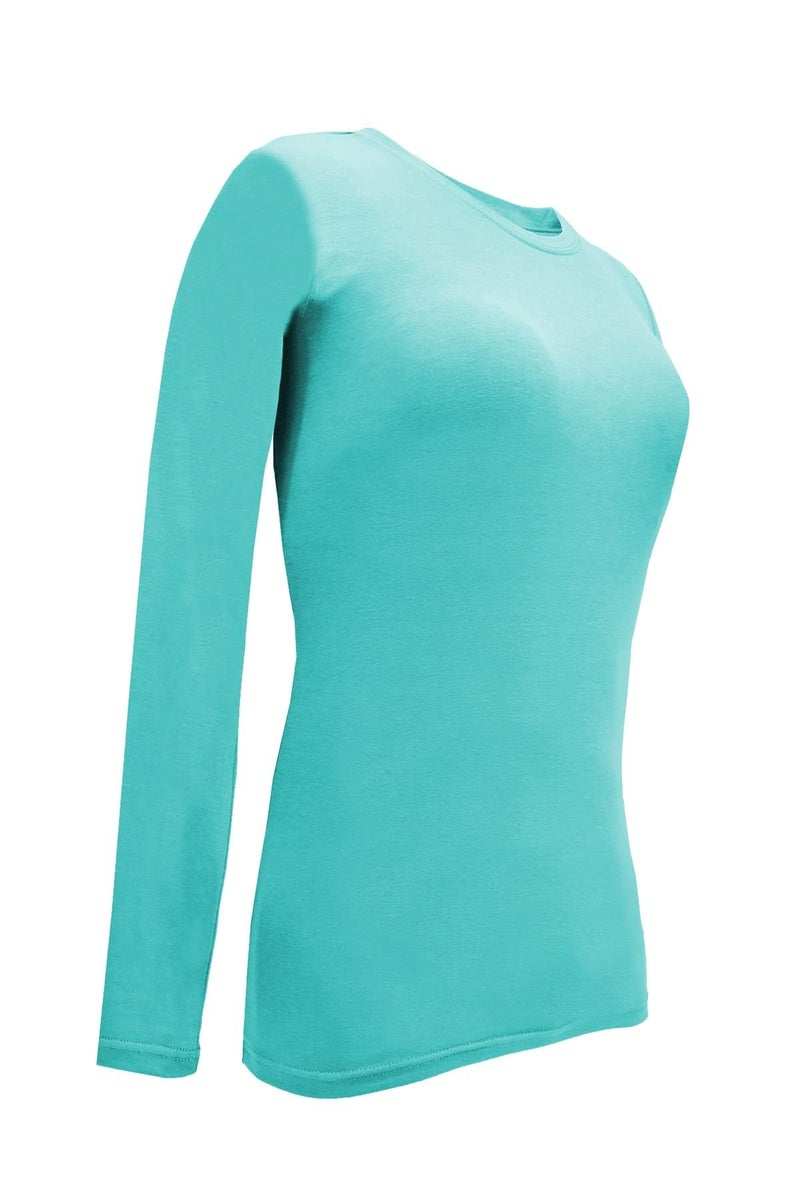 Natural Uniforms Women's Under Scrub Tee Crew Neck Long Sleeve T-Shirt (Aqua Blue, Medium) - Image 4