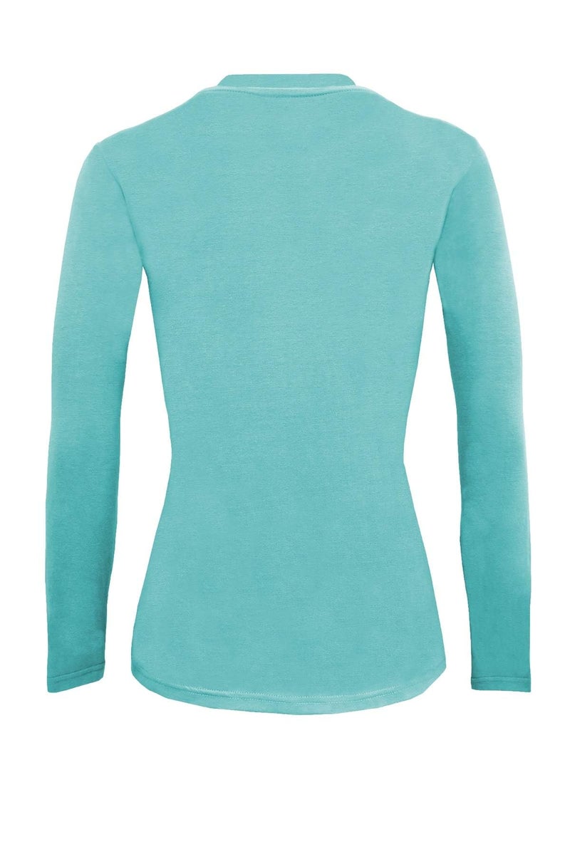 Natural Uniforms Women's Under Scrub Tee Crew Neck Long Sleeve T-Shirt (Aqua Blue, Medium) - Image 3