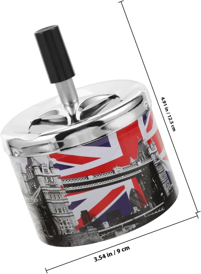 TIDTALEO Rotatable Lid Metal Cigarette Ashtray Automatic Extinguishing Tabletop Ashtray for Home and Uk Souvenir - Image 2