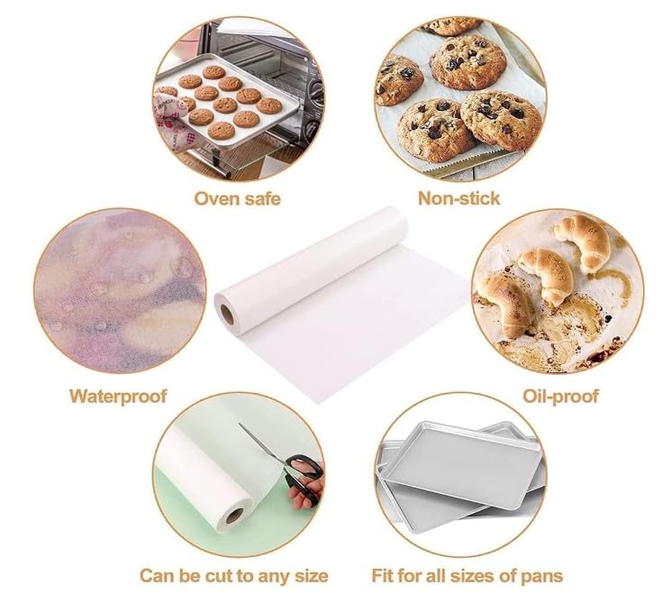 YOZTI YOZTI 50 Meters Premium NonStick Butter Wrapping Paper Food Wrapping Paper Roll Reheatable Non Stick Paper Oven Safe Parchment Paper Food Wrapping Paper  - Image 5