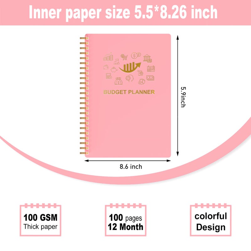 snootion Budget Planner - Monthly Finance Organizer with Expense Tracker Notebook to Manage Your Money Effectively, Undated Finance Planner/Account Book, Start Anytimem,A5(8.6x5.9 inchs),100gsm Paper - Pink - Image 5