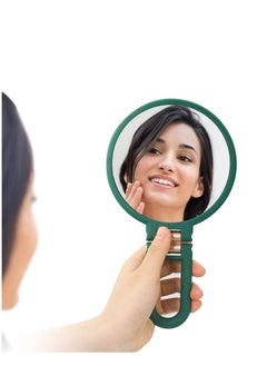 Y&D Magnifying Hand Held Mirror, Double Side Folding Mirror for Women with Adjustable Handle, Travel Table Desk Shaving Bathroom Cosmetic Mirrors Handheld Portable 1X 15X (Green)  - Image 3