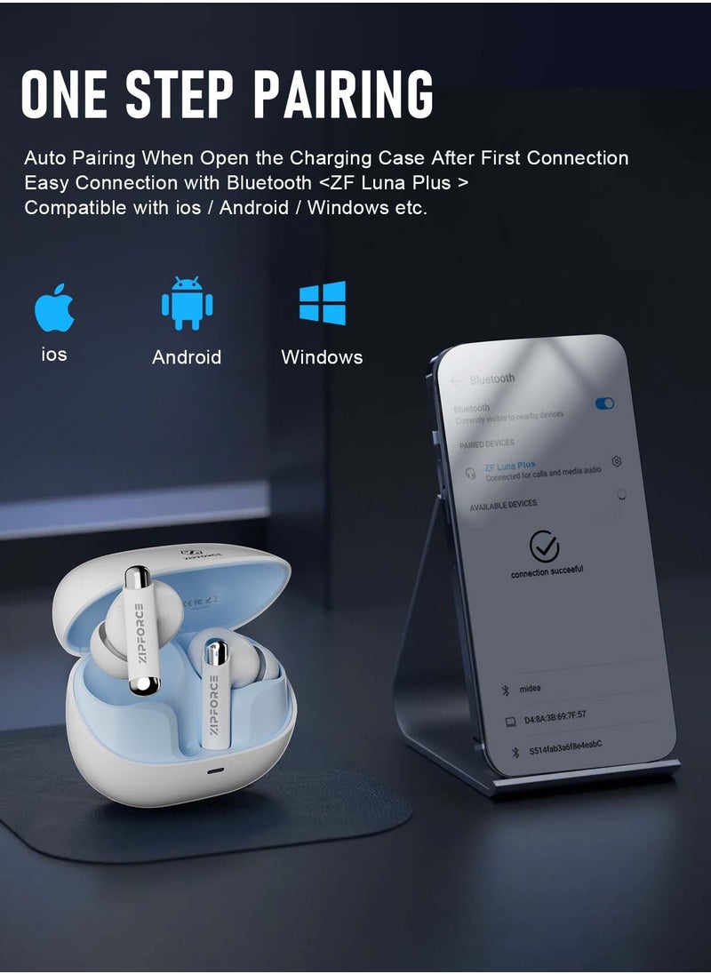 ZIPFORCE - ZIPFORCE True Wireless Earbuds, Fully In-Ear Bluetooth 5.3 Headphones 4-Mics ANC + ENC Clear Call, Bluetooth Earbuds Touch Control 40 Playtime, IPX6 Waterproof TWS, Light-Weight Earphones - Image 1