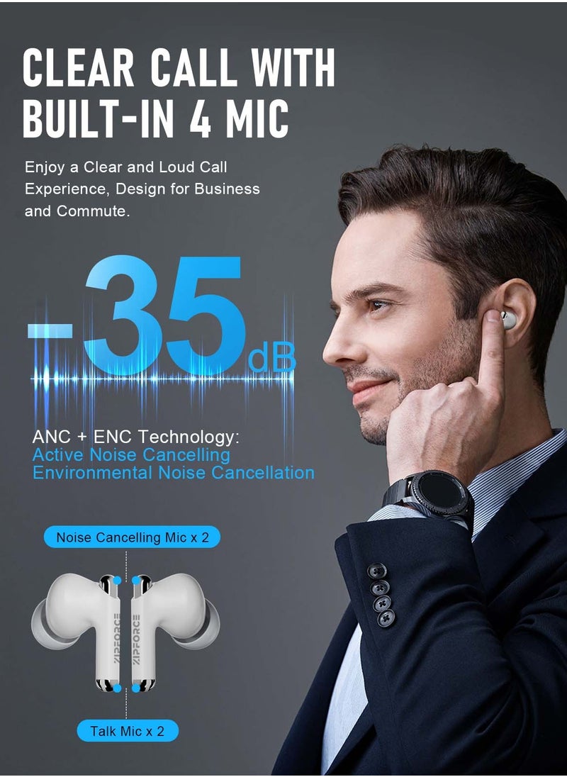 ZIPFORCE - ZIPFORCE True Wireless Earbuds, Fully In-Ear Bluetooth 5.3 Headphones 4-Mics ANC + ENC Clear Call, Bluetooth Earbuds Touch Control 40 Playtime, IPX6 Waterproof TWS, Light-Weight Earphones - Image 1