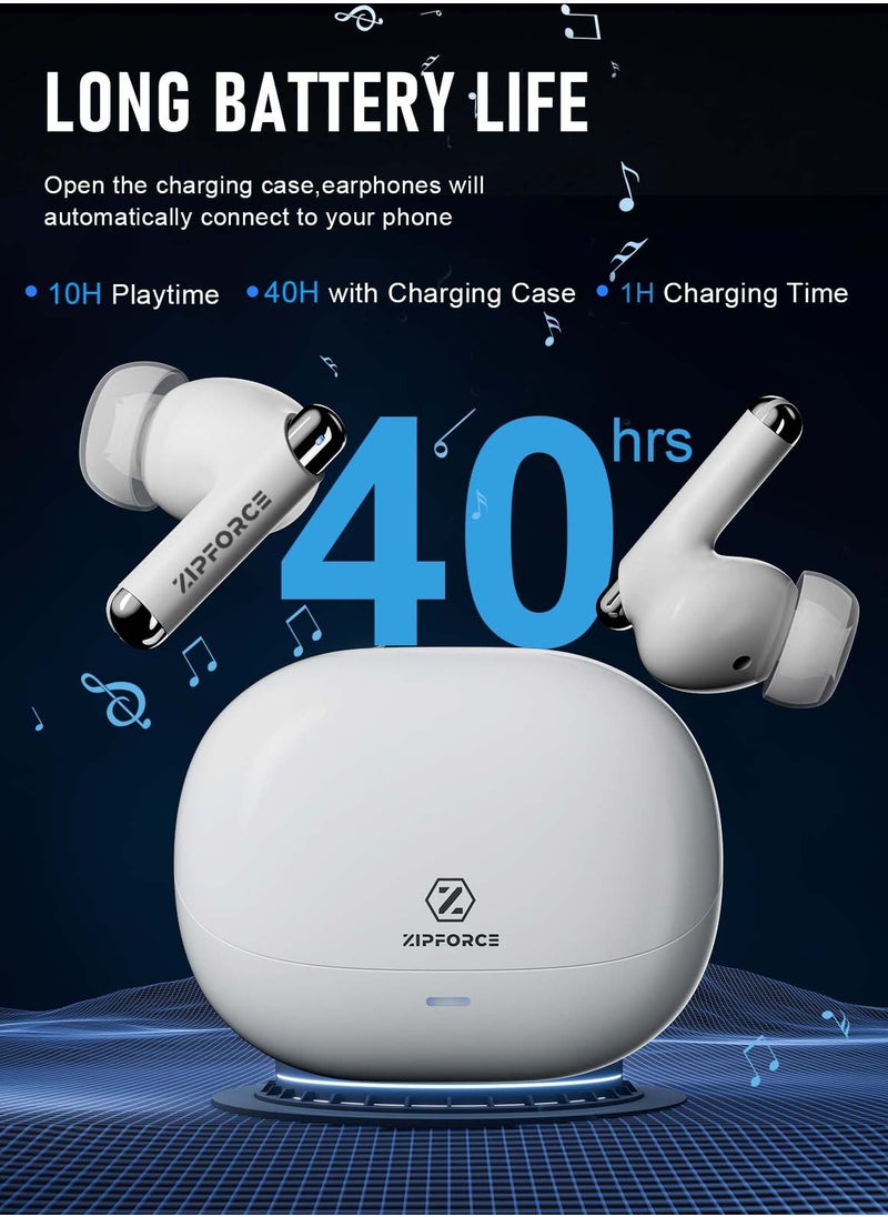 ZIPFORCE - ZIPFORCE True Wireless Earbuds, Fully In-Ear Bluetooth 5.3 Headphones 4-Mics ANC + ENC Clear Call, Bluetooth Earbuds Touch Control 40 Playtime, IPX6 Waterproof TWS, Light-Weight Earphones - Image 1