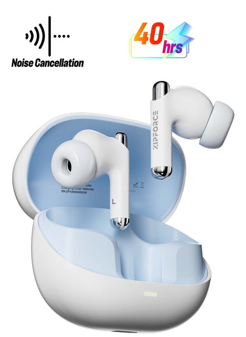 ZIPFORCE True Wireless Earbuds, Fully In-Ear Bluetooth 5.3 Headphones 4-Mics ANC + ENC Clear Call, Bluetooth Earbuds Touch Control 40 Playtime, IPX6 Waterproof TWS, Light-Weight Earphones