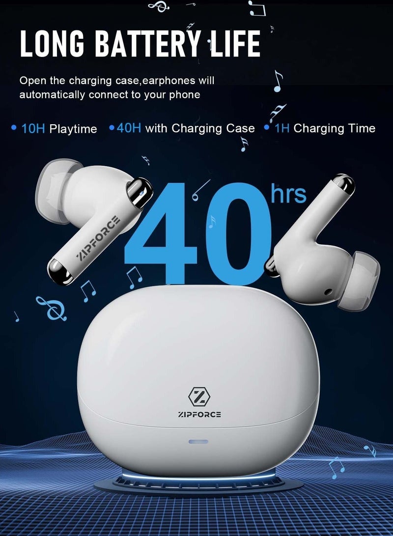 ZIPFORCE True Wireless Earbuds, Fully In-Ear Bluetooth 5.3 Headphones 4-Mics ANC + ENC Clear Call, Bluetooth Earbuds Touch Control 40 Playtime, IPX6 Waterproof TWS, Light-Weight Earphones - Image 5