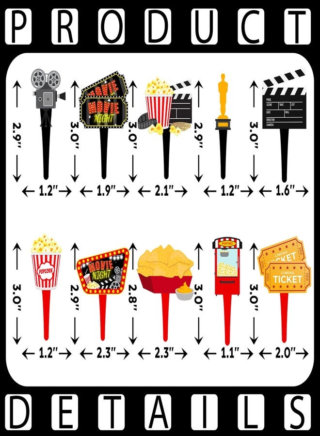 HaPiBiDesign 40 Pcs Movie Night Cupcake Toppers - Perfect Party Decorations for Birthdays, Hollywood Baby Showers, and Themed Cakes - Image 3