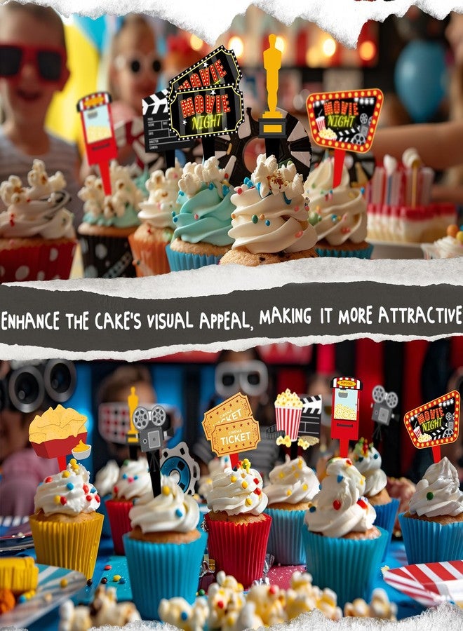 HaPiBiDesign 40 Pcs Movie Night Cupcake Toppers - Perfect Party Decorations for Birthdays, Hollywood Baby Showers, and Themed Cakes - Image 5