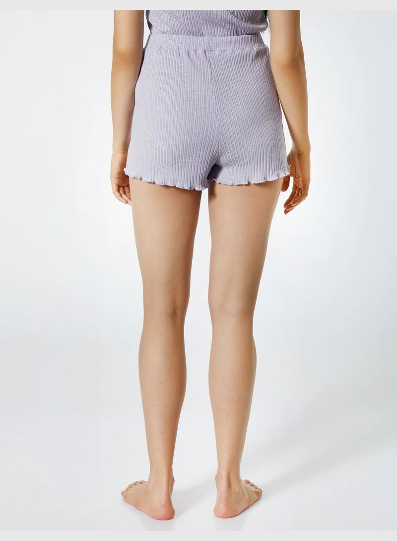 KOTON Ribbed Button Detail Mini Shorts Pyjama Bottom