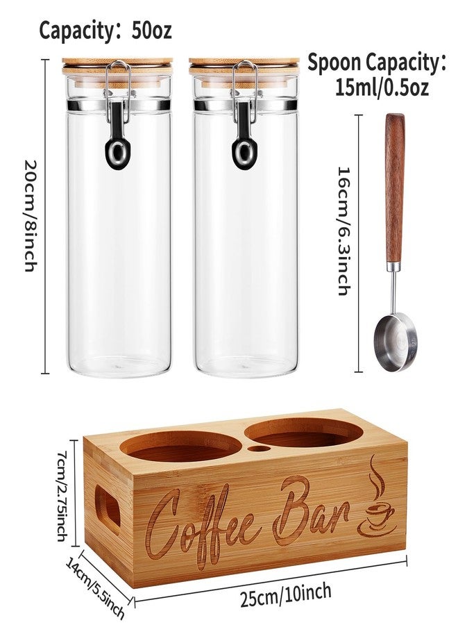 Spreccio Coffee Canister Set with Shelf, 2 x 50oz Coffee Bean Canister Storage Station for Ground Beans, Sugar and Coffee Jar with Scoop, Countertop Coffee Storage for Coffee Bar or Kitchen - Image 2