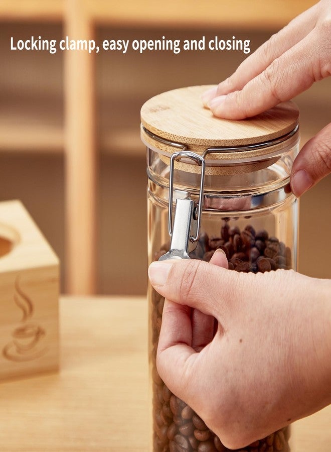 Spreccio Coffee Canister Set with Shelf, 2 x 50oz Coffee Bean Canister Storage Station for Ground Beans, Sugar and Coffee Jar with Scoop, Countertop Coffee Storage for Coffee Bar or Kitchen - Image 4