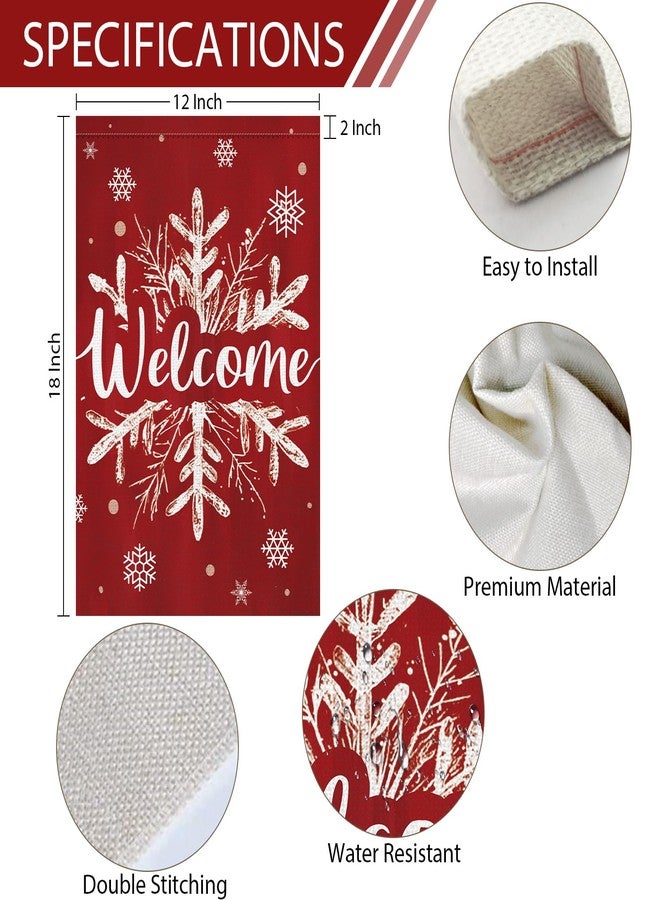 Heyfibro Christmas Welcome Garden Flag 12x18 Inch Double Sided Burlap, Snowflake Welcome Winter Yard Flag for Winter Holiday Xmas Yard Outdoor Decoration(ONLY FLAG) - Image 4