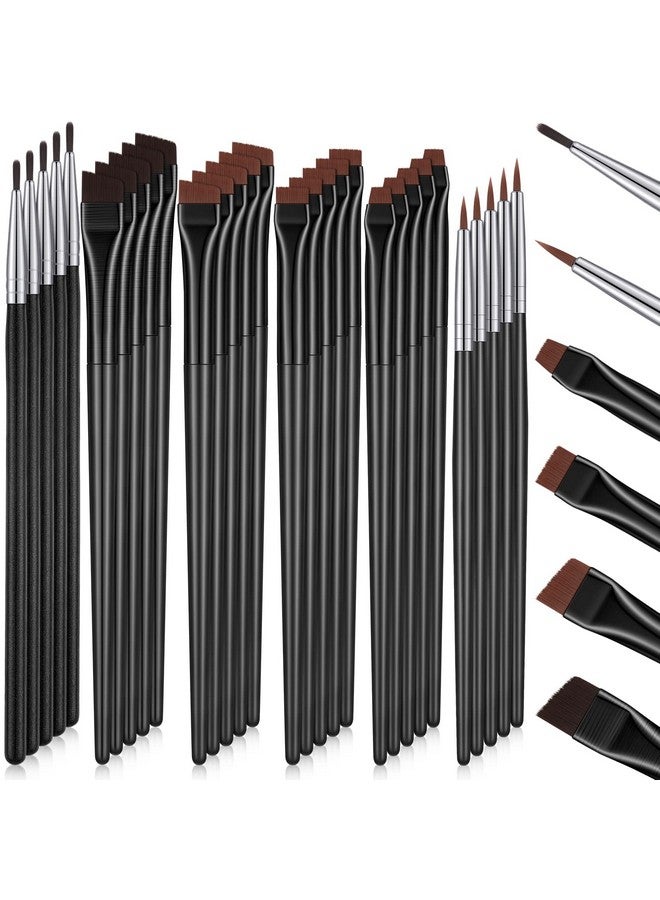 Potchen 30 Pcs Eyeliner Brush Set Gel Angled Eye Liner Brush Fine Flat Slanted Eyebrow Brushes Define Brow Brushes Thin Makeup Brushes Tool For Women Girls Salon Beauty Cosmetic Esthetician Supplies - Image 1