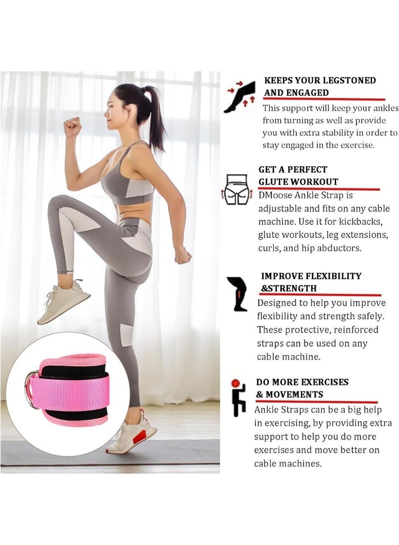 Hugifts Ankle Resistance Band Set with 3 Tubes, Adjustable Ankle Straps for Leg & Glute Workouts, Gym Cable Machine Accessories - Image 4