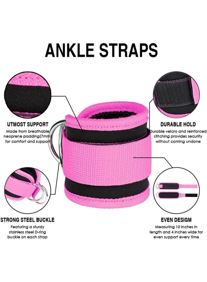 Hugifts Ankle Resistance Band Set with 3 Tubes, Adjustable Ankle Straps for Leg & Glute Workouts, Gym Cable Machine Accessories - Image 3