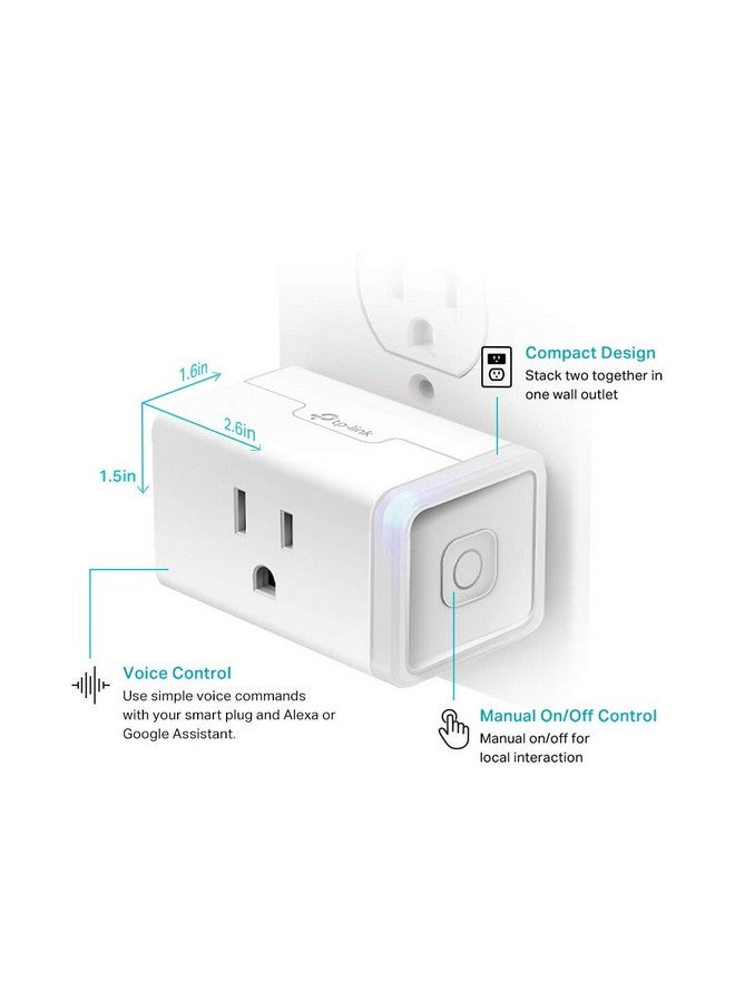 Kasa Smart Plug HS103P3, Smart Home Wi-Fi Outlet Works with Alexa, Echo, Google Home & IFTTT, No Hub Required, Remote Control,15 Amp,UL Certified, White, 3 Count (Pack of 1) - Image 5