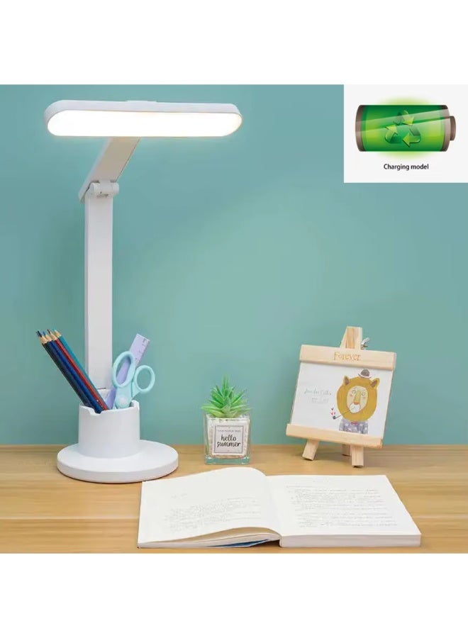 اباجورة مكتب LED قابلة للشحن F-13 باضاءة قابلة للتعديل باللمس، تصميم قابل للطي، ضوء ناعم مريح للعين، خامة ABS، مناسبة للمكتب والمذاكرة والقراءة والعمل - Image 2