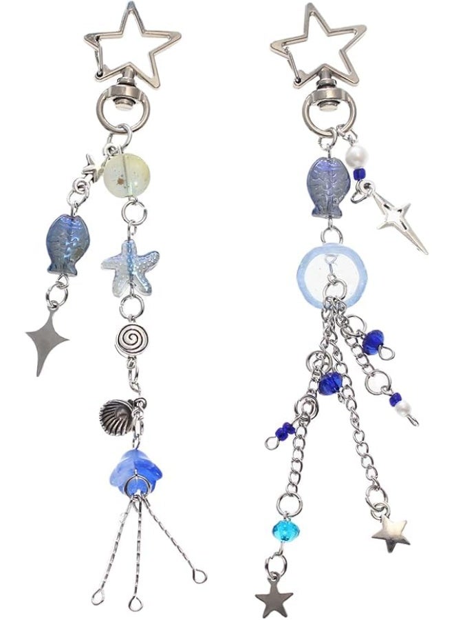 SYOSI Cute Jellyfish Keychain, Aesthetic Y2K Keyring, Stylish Kawaii Accessories for Handbag, Backpack, Purse or Bag, Durable Charm for Keys or Decor, Blue Ocean Sea Color, Good Gift for Teens, Women - Image 1