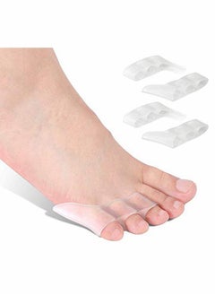 Pinky Toe Separator and Protectors, 3-Holes Toe Separators for Overlapping Toe, for Curled Pinky Toes Correct and Protect, Pain Relief from Friction 5 Pairs (Clear)