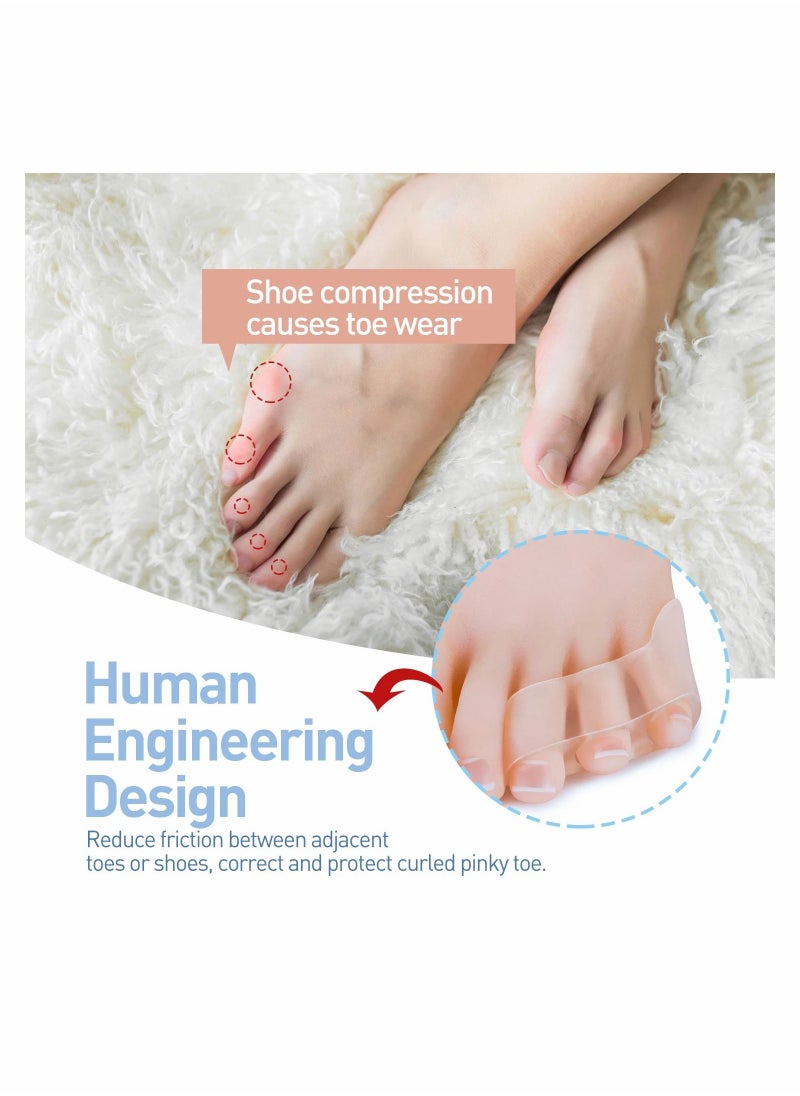 Excefore - Pinky Toe Separator and Protectors, 3-Holes Toe Separators for Overlapping Toe, for Curled Pinky Toes Correct and Protect, Pain Relief from Friction 5 Pairs (Clear) - Image 1