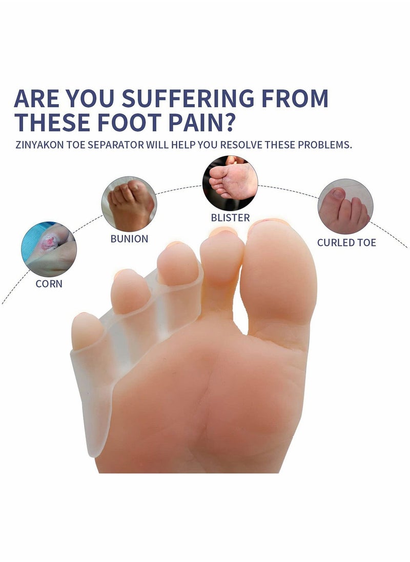 Excefore - Pinky Toe Separator and Protectors, 3-Holes Toe Separators for Overlapping Toe, for Curled Pinky Toes Correct and Protect, Pain Relief from Friction 5 Pairs (Clear) - Image 1