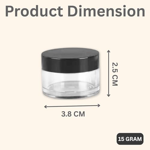 Hian Refillable Cosmetic Jars | 15GM – 3.8 x 2.5 cm (Pack of 3) | Acrylic Plastic with Leakproof Black Lids | Compact & Reusable for Travel | Ideal for Storing Creams, Balms & Skincare Essentials - Image 2