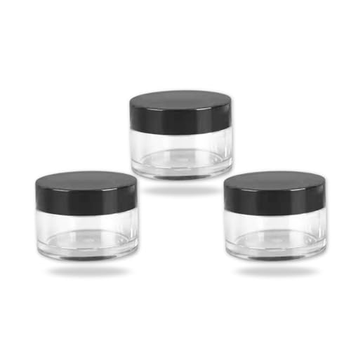 Hian Refillable Cosmetic Jars | 15GM – 3.8 x 2.5 cm (Pack of 3) | Acrylic Plastic with Leakproof Black Lids | Compact & Reusable for Travel | Ideal for Storing Creams, Balms & Skincare Essentials - Image 1