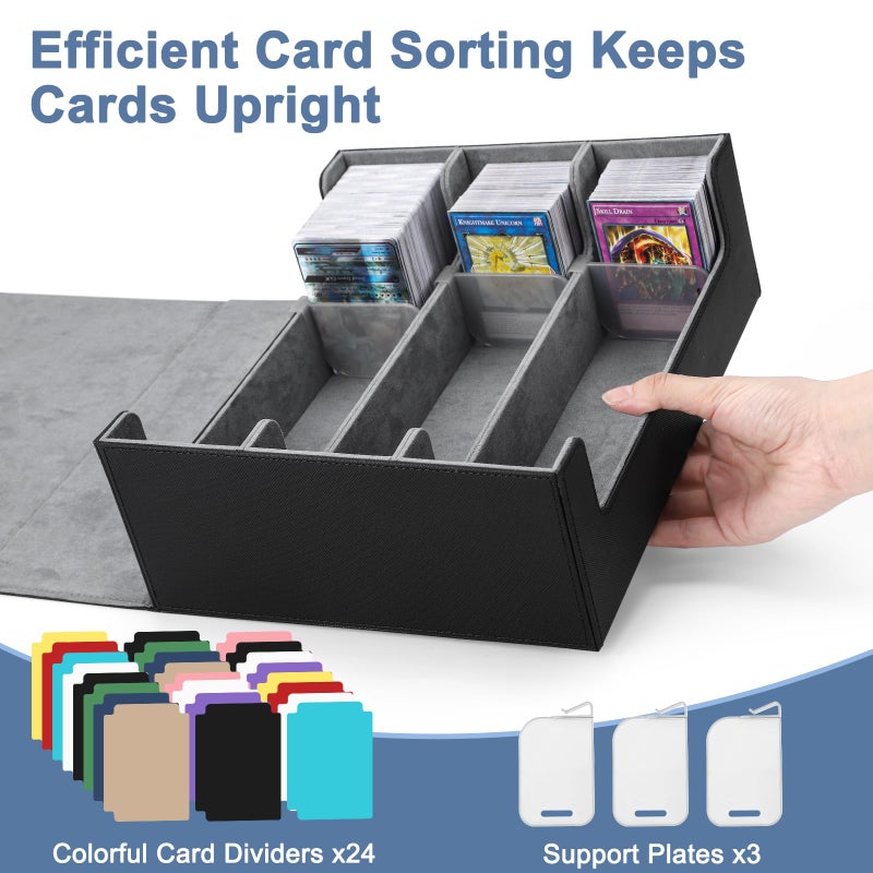 Ralout Card Deck Case for Trading Cards 1800+, MTG Card Storage Box, Leather Magnetic Closure Storage Box for Magic Commander, MTG, YuGiOh, PKM and Sports Cards - Image 3