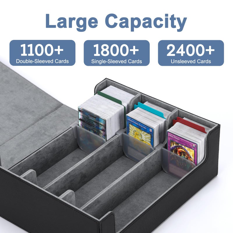 Ralout Card Deck Case for Trading Cards 1800+, MTG Card Storage Box, Leather Magnetic Closure Storage Box for Magic Commander, MTG, YuGiOh, PKM and Sports Cards - Image 2