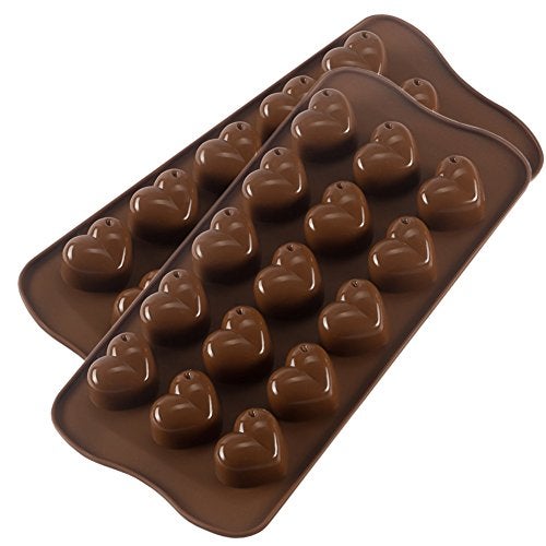 SOSOHOME Silicone Heart Chocolate Mold, Candy Molds for Party, Wedding, Jelly, Heart Shaped Ice Cube, Pack of 2 - Image 1