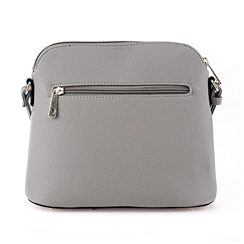 SG SUGU Lunar Lightweight Medium Dome Crossbody Bag Shoulder Bag with Double Tassels | Zipper Pocket | Adjustable Strap|Grey - Image 2