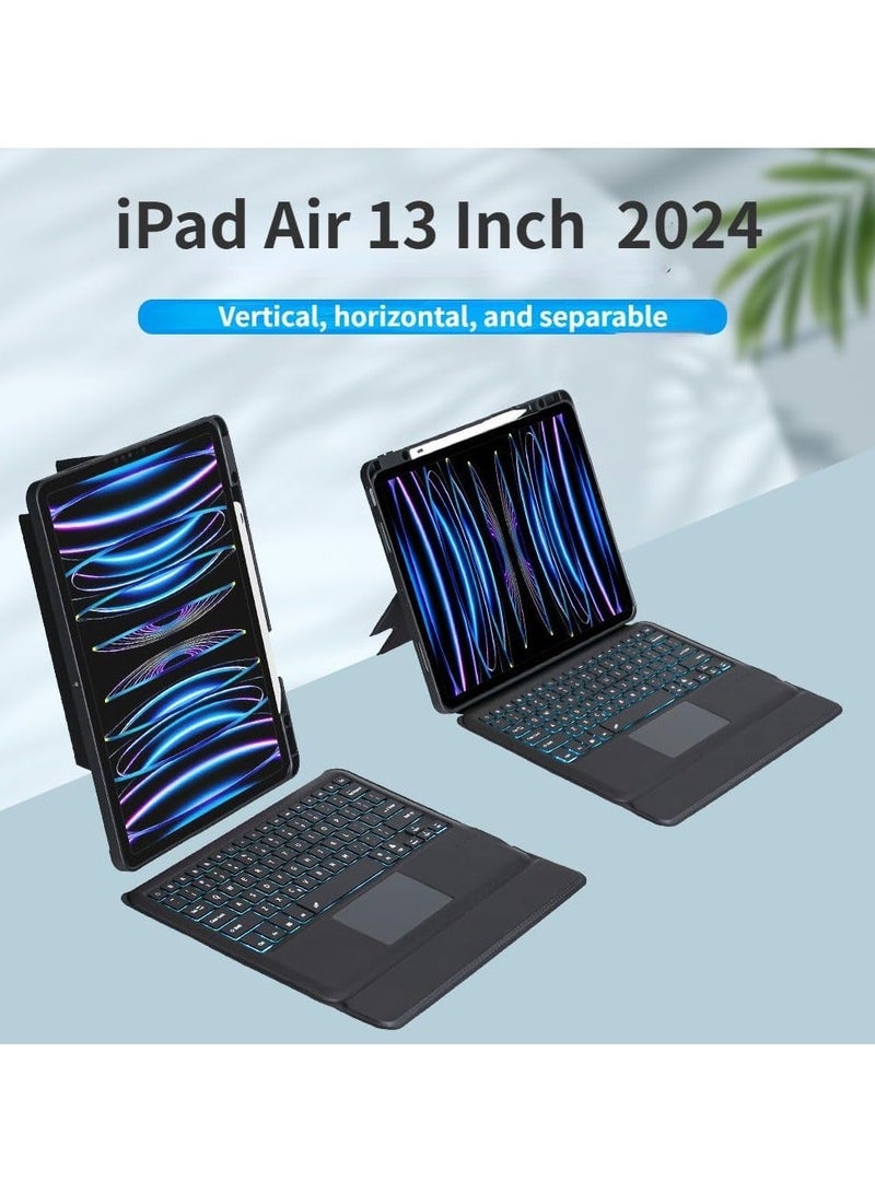 general حافظة لوحة مفاتيح قابلة للإزالة متوافقة مع iPad Air 13 بوصة 2024 (رقم الموديل: A2903، A2904) حافظة لوحة مفاتيح بلوتوث سحرية مع حامل قلم لجهاز iPad Air 13 M2 - Image 2
