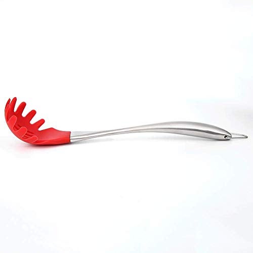 P-Plus International Silicone Spatula Versatile Tools Baking and Mixing | Non-Stick & Heat Resistant | Strong Stainless Steel Silicone Wok Turner (Pasta Server RED) - Image 3