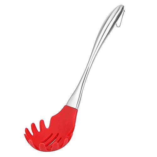 P-Plus International Silicone Spatula Versatile Tools Baking and Mixing | Non-Stick & Heat Resistant | Strong Stainless Steel Silicone Wok Turner (Pasta Server RED) - Image 2