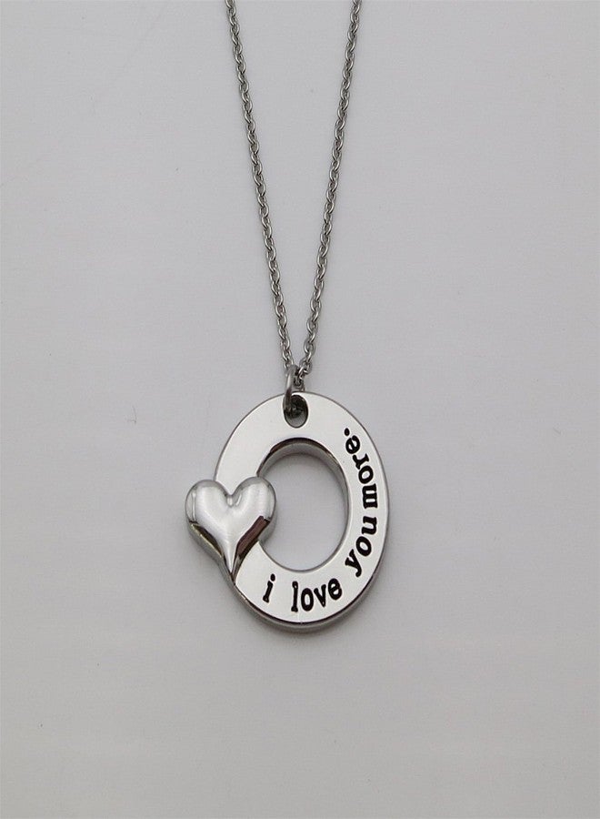 IDLAN Mother Daughter Necklace I Love You More Necklace 18 inch Stainless Steel Necklace - Image 2