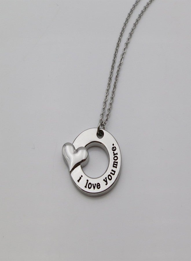 IDLAN Mother Daughter Necklace I Love You More Necklace 18 inch Stainless Steel Necklace - Image 3